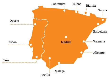 standorte und mietsationen von indie campers in spanien und portugal