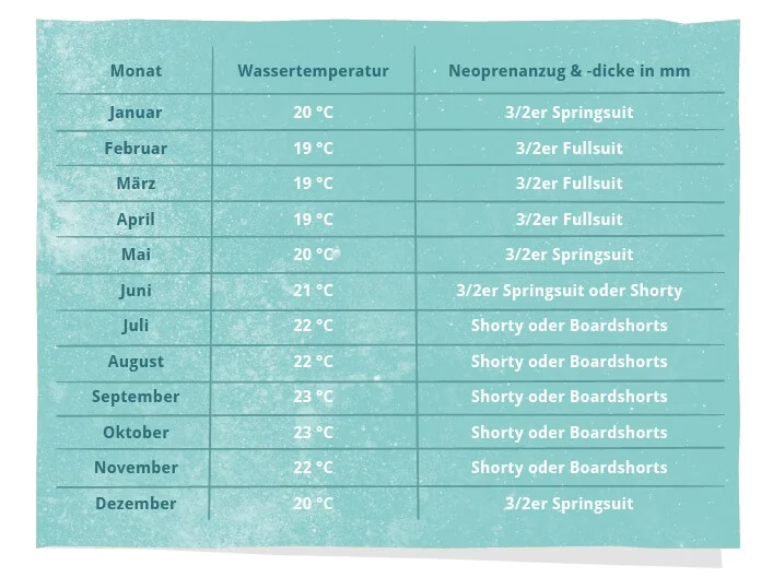 Wassertemperaturen und Neodicke Fuerteventura