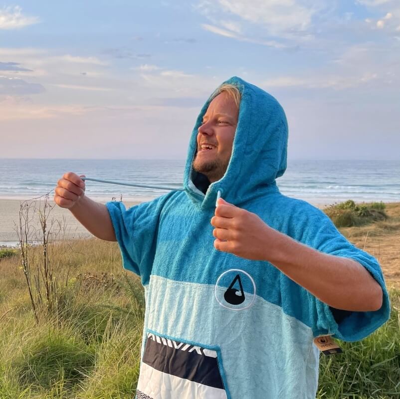 Poncho Surf Blue Ohne Ärmel Pacifique Sud 100% Baumwolle Größe M & L 